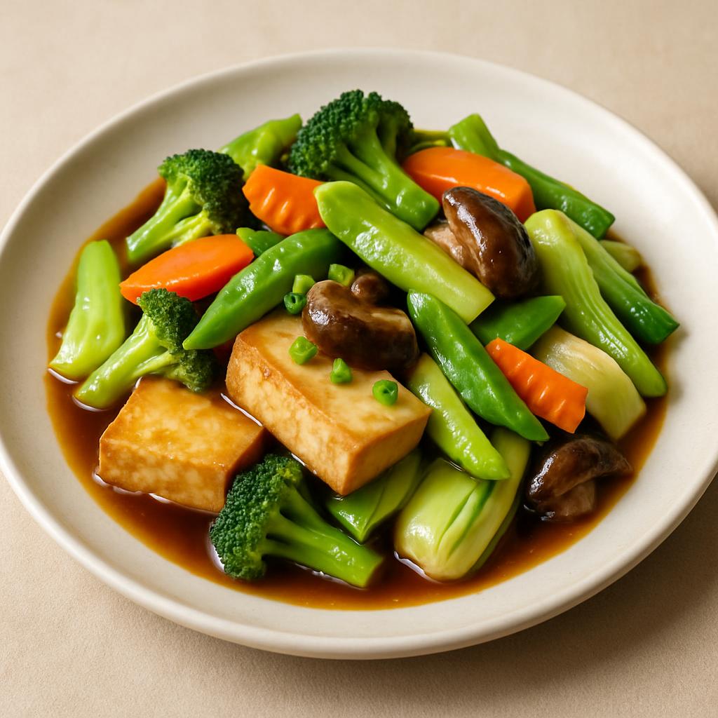 D6 Steamed Bean Curd w. Mixed Vegetables